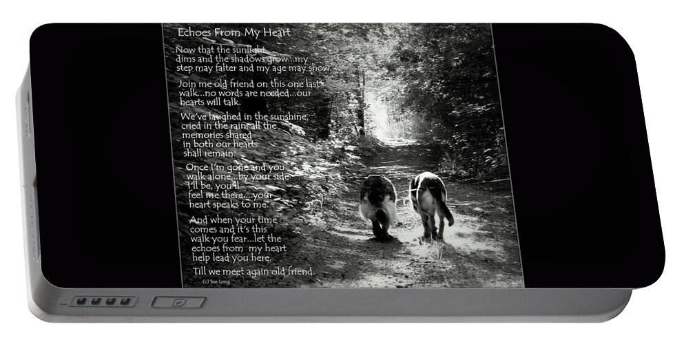 Animal Rescue Portable Battery Charger featuring the photograph Echos from my Heart by Sue Long