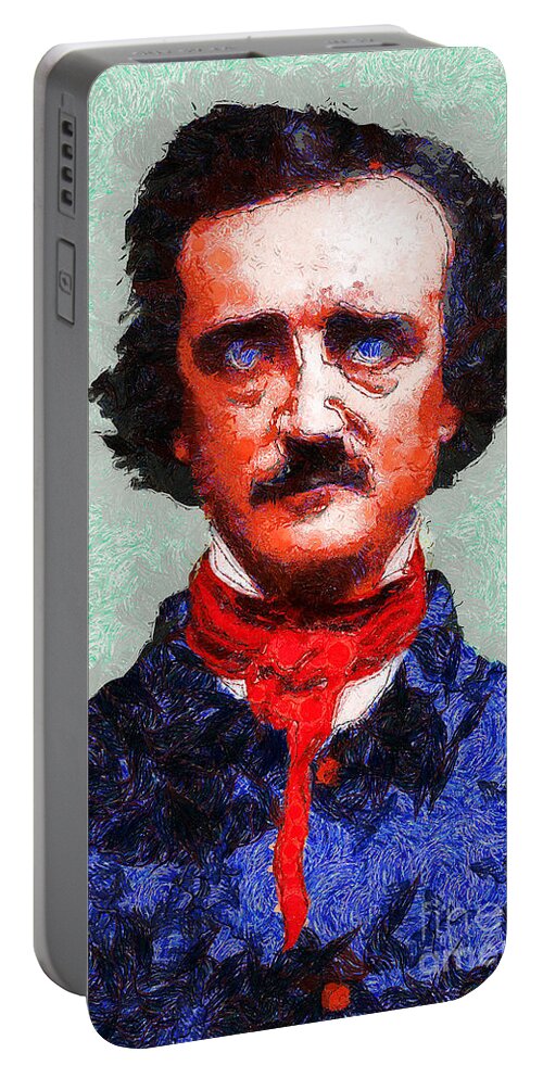 Edgar Portable Battery Charger featuring the photograph Edgar Allan Poe Inspired By Van Gogh 20140921 by Wingsdomain Art and Photography