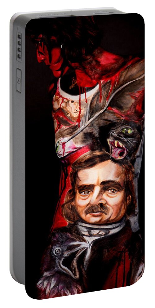 Edgar Allan Poe Portable Battery Charger featuring the photograph Edgar Allan Poe Tribute A by Angela Rene Roberts and Cully Firmin