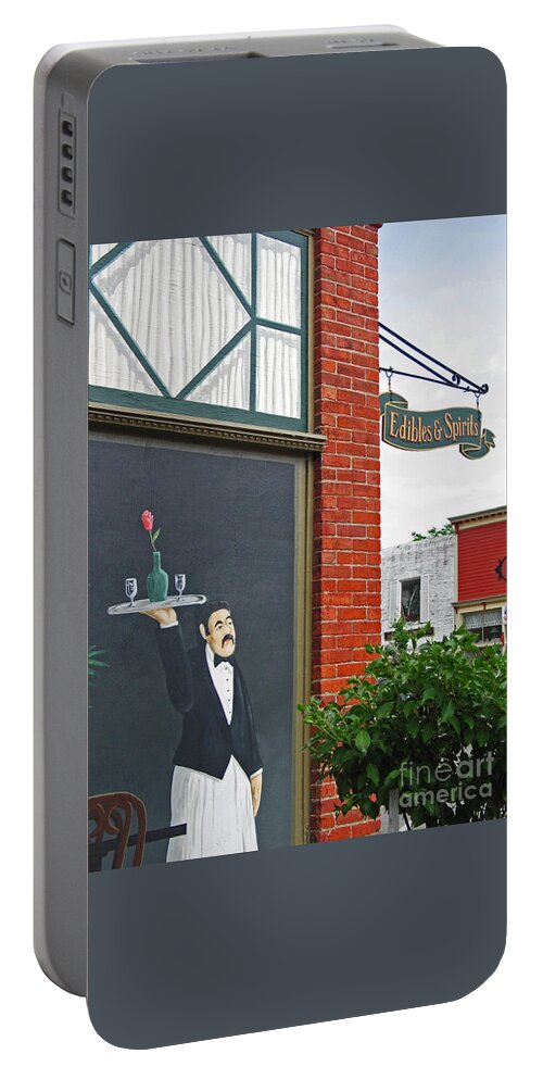 Restaurant Portable Battery Charger featuring the photograph Edibles and Spirits by Ann Horn
