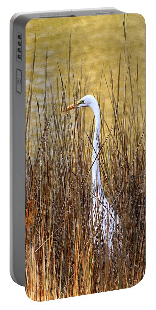 Wildlife Portable Battery Charger featuring the photograph Egret in the Grass by William Selander