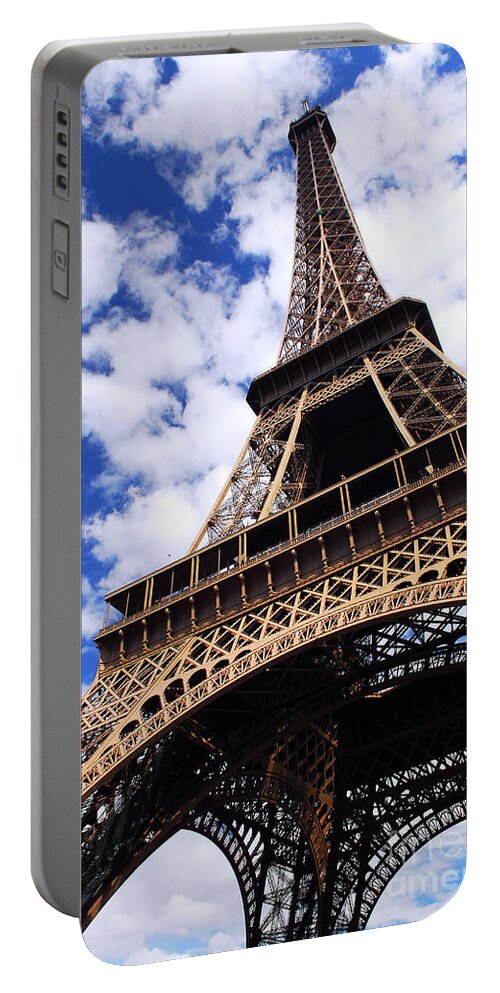 Eiffel Portable Battery Charger featuring the photograph Eiffel tower with blue sky by Elena Elisseeva