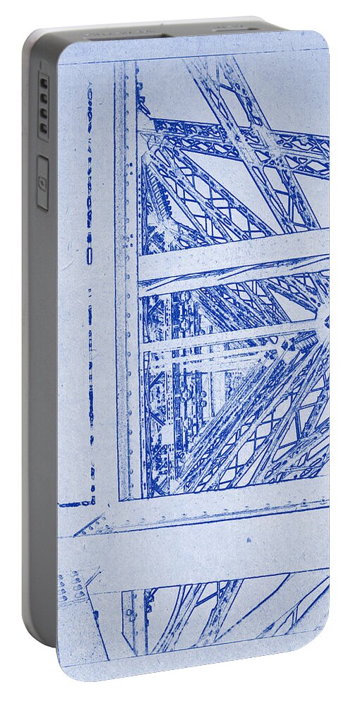 Eiffel Tower Portable Battery Charger featuring the photograph Eiffel Towers Steel Frame Blueprint by Kaleidoscopik Photography