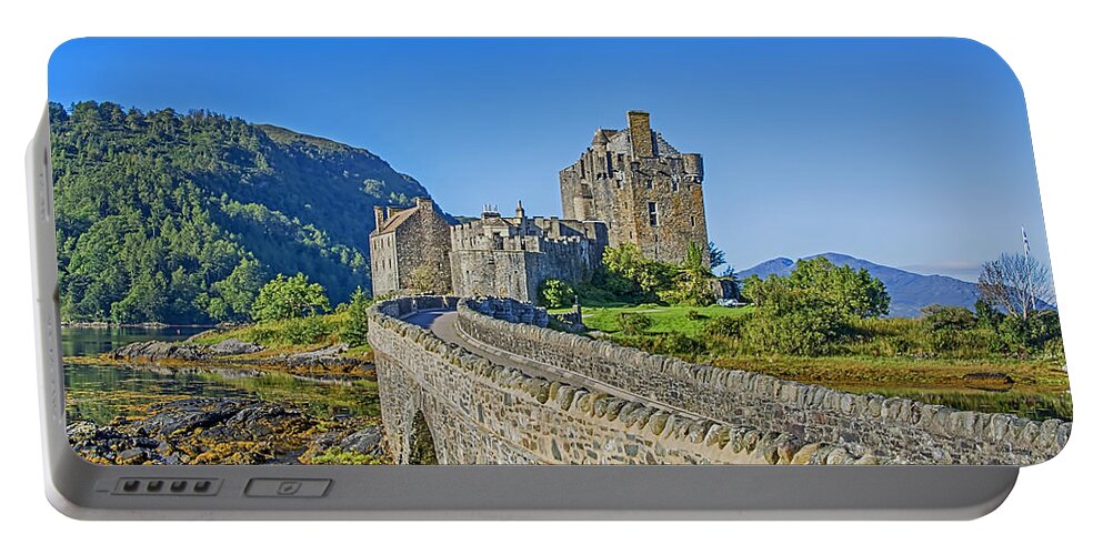 Scotland Canvas Portable Battery Charger featuring the photograph Eilean Donan Castle walkway by Chris Thaxter