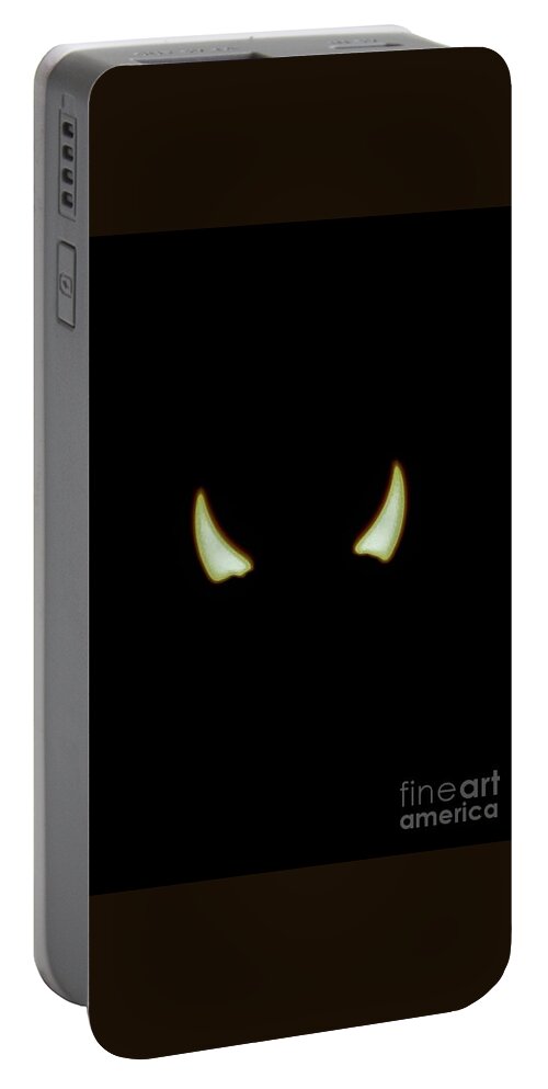 Solar Eclipse Portable Battery Charger featuring the photograph EL DiaBLO by Angela J Wright