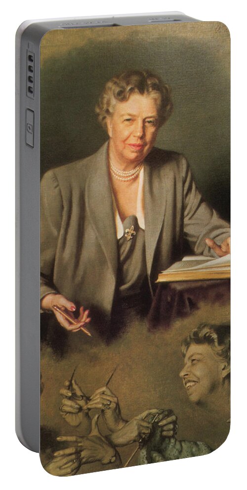 Government Portable Battery Charger featuring the painting Eleanor Roosevelt, First Lady by Science Source