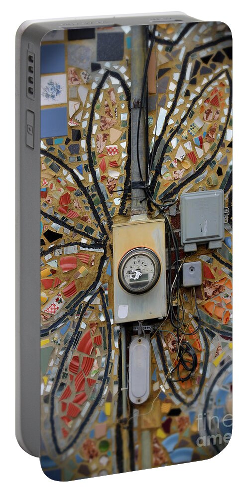 Abstract Portable Battery Charger featuring the photograph Electric Flower by Karen Adams