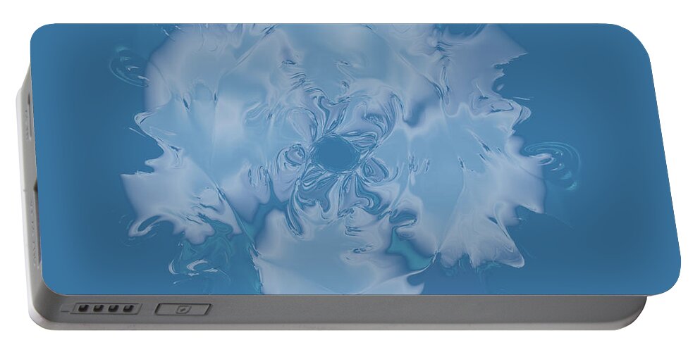 Flower Portable Battery Charger featuring the digital art Elegant Blue Flower 2 by Judi Suni Hall