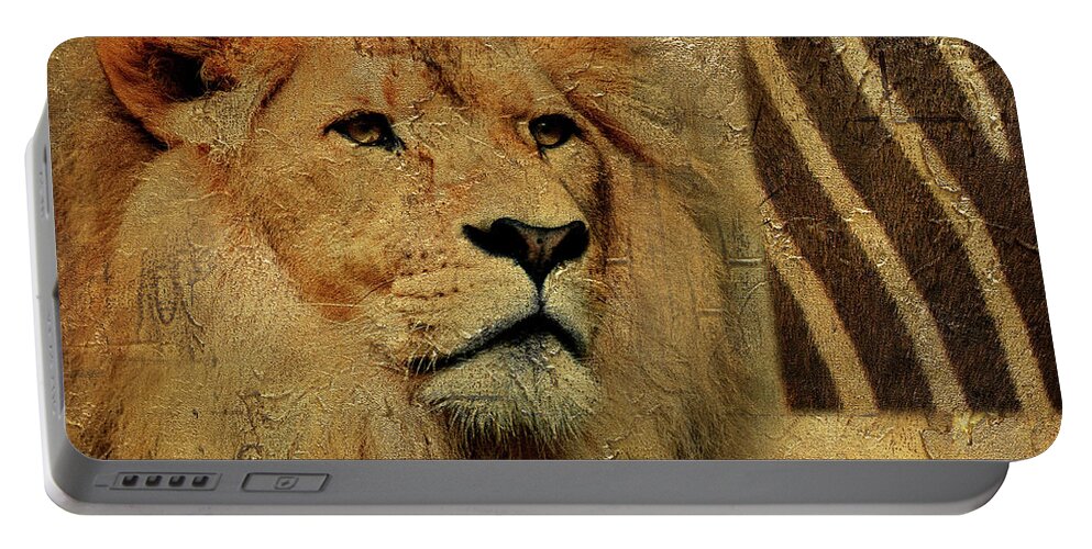 Elegant Portable Battery Charger featuring the digital art Elegant Safari II (lion) by Patricia Pinto