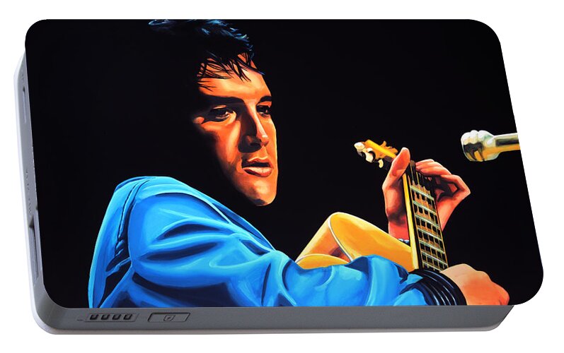 Elvis Portable Battery Charger featuring the painting Elvis Presley 2 Painting by Paul Meijering