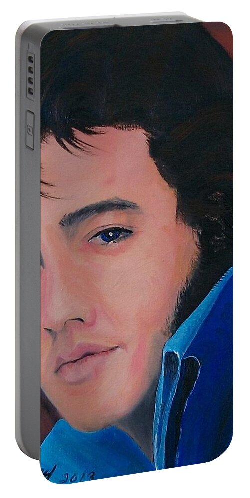  Elvis Fans Hollywood Portable Battery Charger featuring the painting Elvis by Sharon Duguay