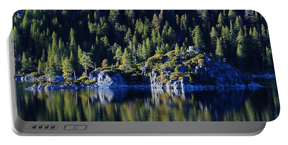 Lake Tahoe Portable Battery Charger featuring the photograph Emerald Bay Teahouse by Sean Sarsfield