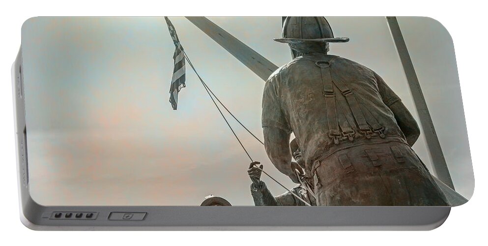 9 - 11 Portable Battery Charger featuring the photograph Emmitsburg 9 - 11 Firefighter Memorial by Susan McMenamin