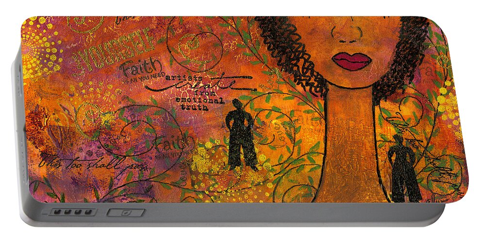 Acrylic Portable Battery Charger featuring the mixed media Emotional Truth by Angela L Walker