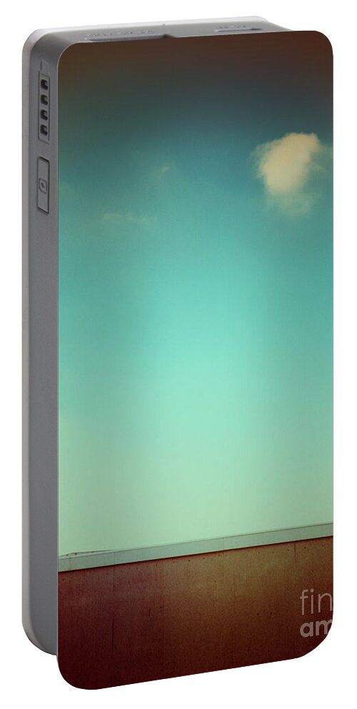 Cloud Portable Battery Charger featuring the photograph Emptiness with wall and cloud by Silvia Ganora