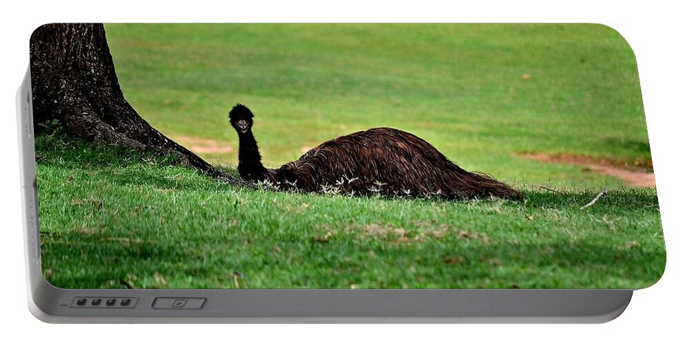 Emu Portable Battery Charger featuring the photograph Emu at Rest by Tara Potts