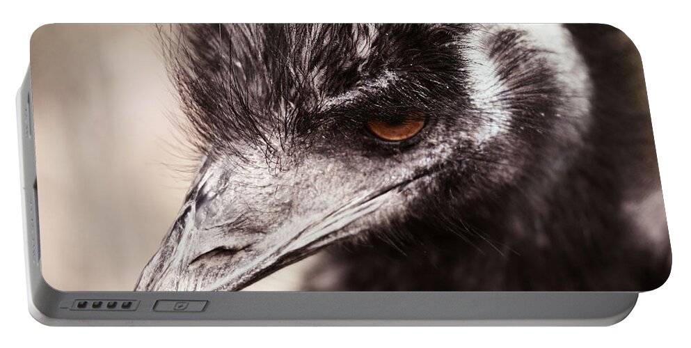 Emu Portable Battery Charger featuring the photograph Emu Closeup by Karol Livote