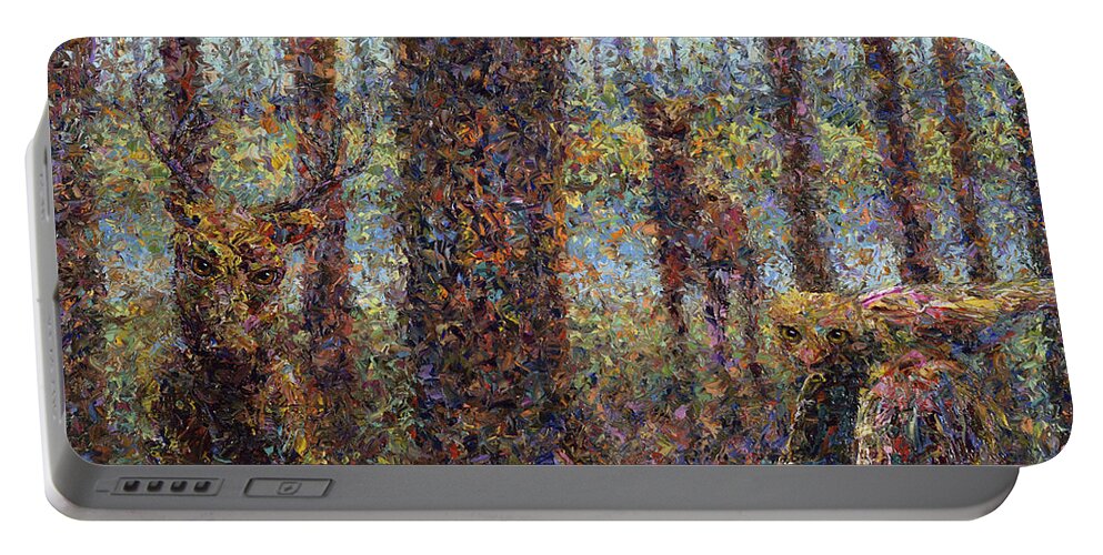 Animals Portable Battery Charger featuring the painting Encounter by James W Johnson