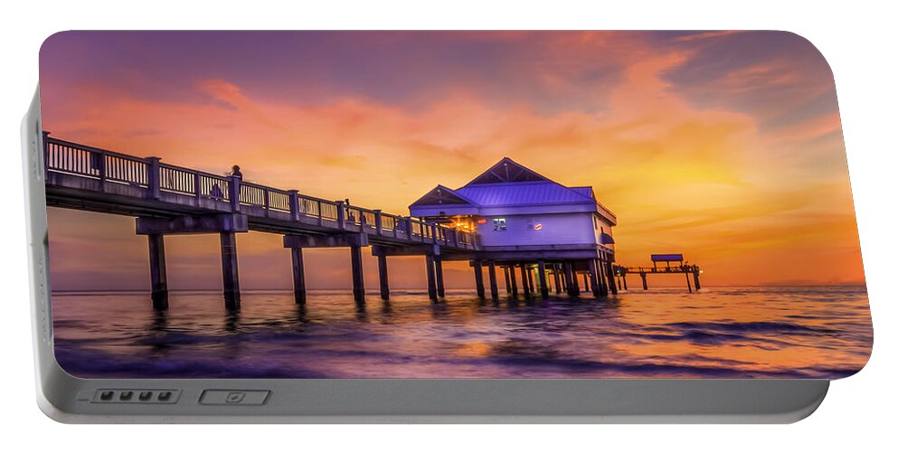 Clearwater Pier Portable Battery Charger featuring the photograph End of the Day by Marvin Spates
