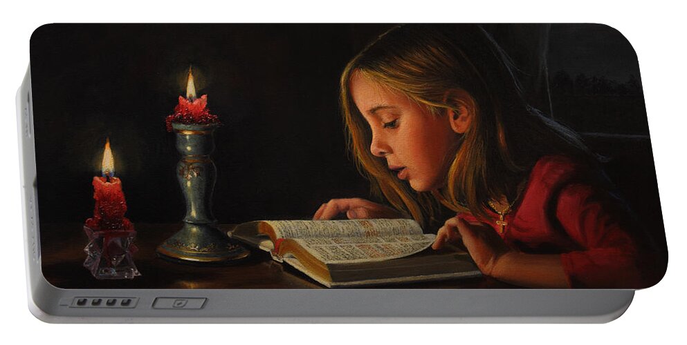 Religious Painting Portable Battery Charger featuring the painting Enlightenment by Glenn Beasley
