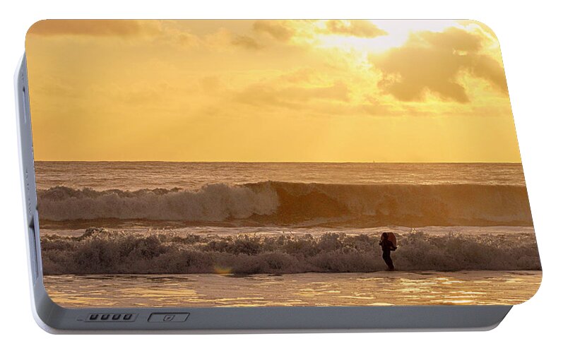Scenic Portable Battery Charger featuring the photograph Enter the Surfer by AJ Schibig