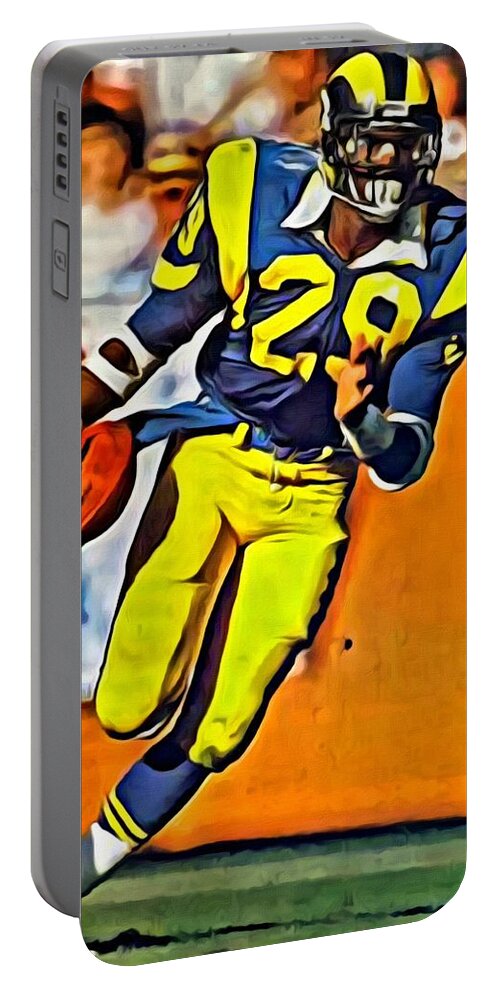 Eric Dickerson Portable Battery Charger featuring the painting Eric Dickerson by Florian Rodarte