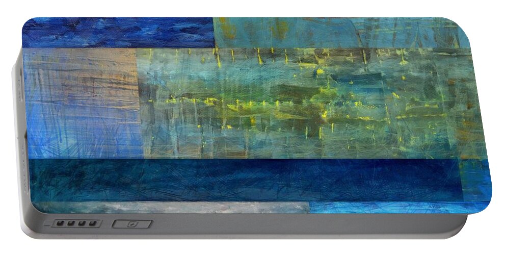 Blue Portable Battery Charger featuring the painting Essence of Blue 2.0 by Michelle Calkins
