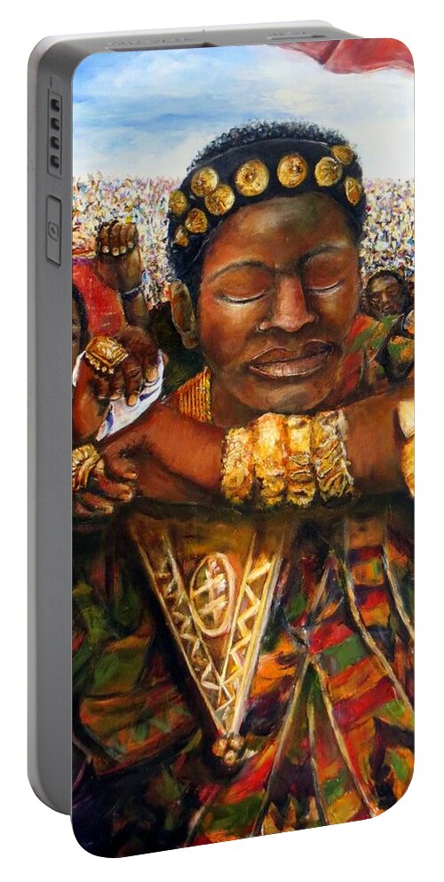 Ethiopia Ceremony Portable Battery Charger featuring the painting Ethiopia Dancing by Bernadette Krupa