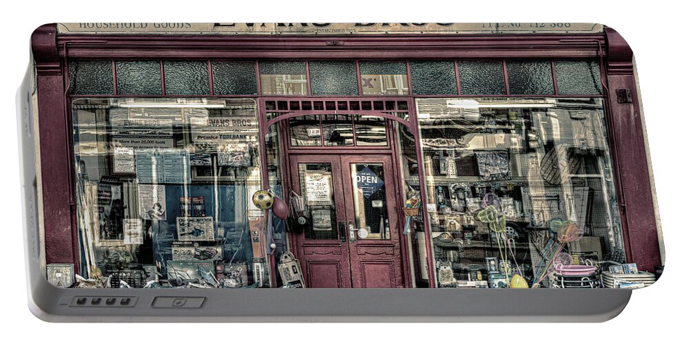 Shop Portable Battery Charger featuring the photograph Evans Bros Hardware Emporium by Mal Bray