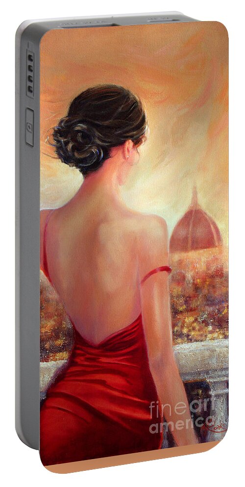 Evening In Florence Portable Battery Charger featuring the painting Evening in Florence by Michael Rock