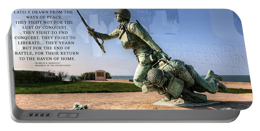 Ever Forward Portable Battery Charger featuring the photograph Ever Forward - D-Day Prayer by Weston Westmoreland