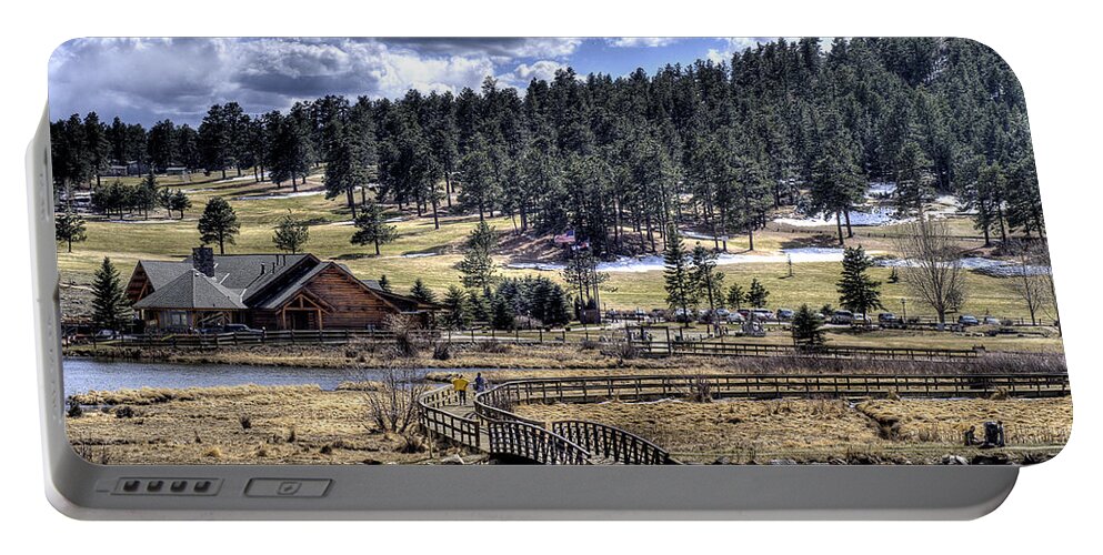 Evergreen Colorado Portable Battery Charger featuring the photograph Evergreen Colorado Lakehouse by Ron White