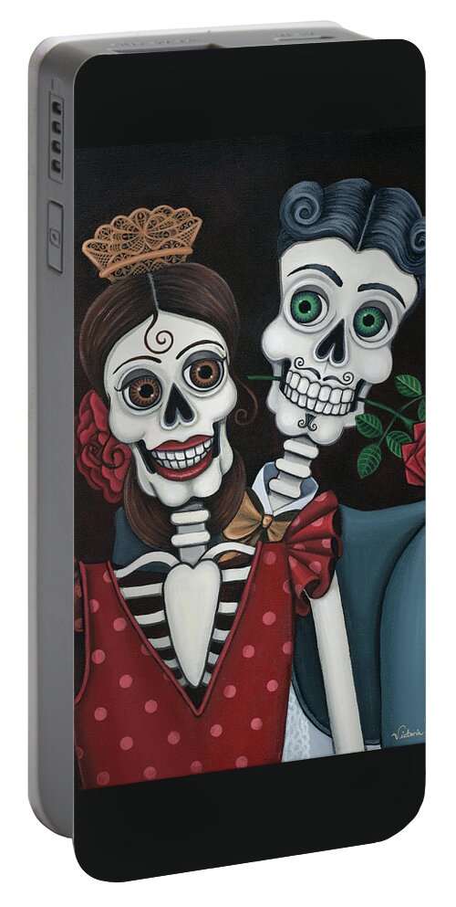 Day Of The Dead Portable Battery Charger featuring the painting Every Juan Loves Carmen by Victoria De Almeida