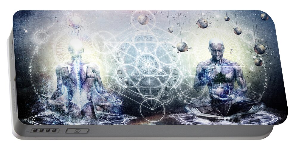 Spiritual Portable Battery Charger featuring the digital art Experience So Lucid Discovery So Clear by Cameron Gray