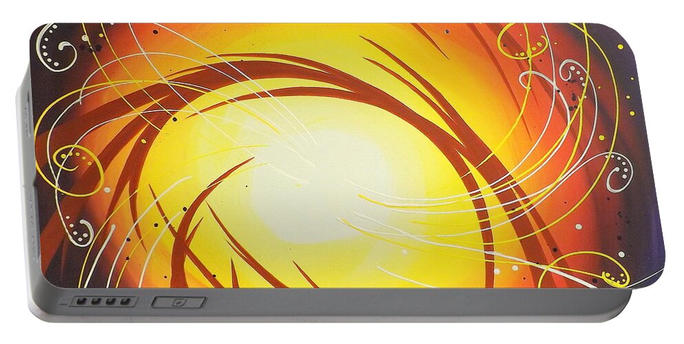 Abstract Portable Battery Charger featuring the painting Eye of the Hurricane by Darren Robinson