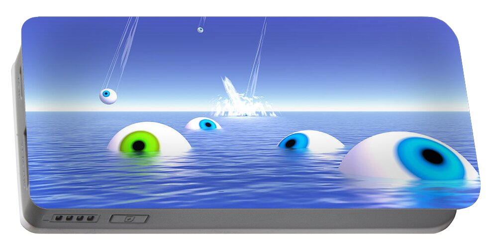 Blue Portable Battery Charger featuring the digital art Eye Tide by Lars Lentz