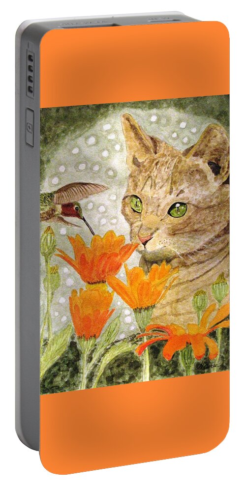 Kittens Portable Battery Charger featuring the painting Eye To Eye by Angela Davies