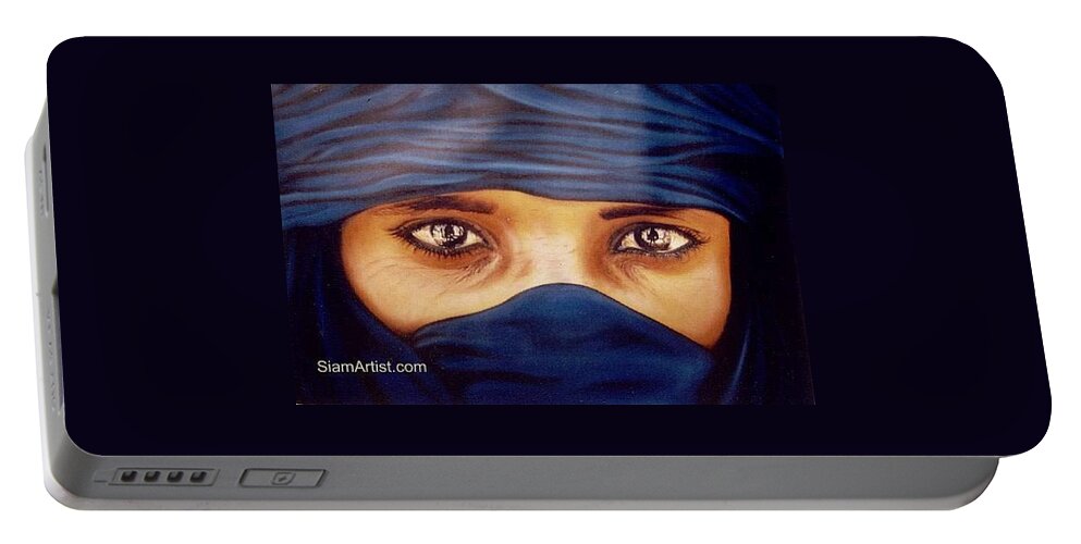 Eyes Portable Battery Charger featuring the painting Eyes by Sukalya Chearanantana