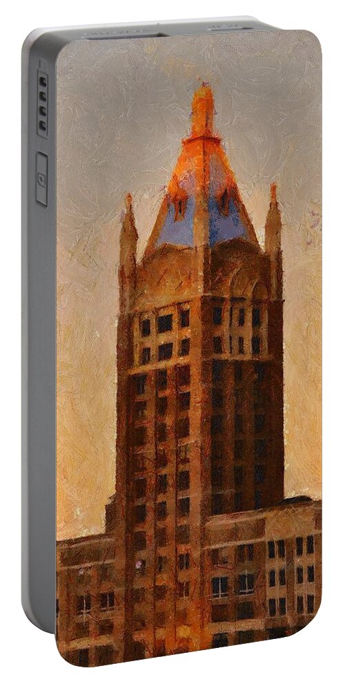 Architecture Portable Battery Charger featuring the painting Fading Slowly Into Night by Jeffrey Kolker