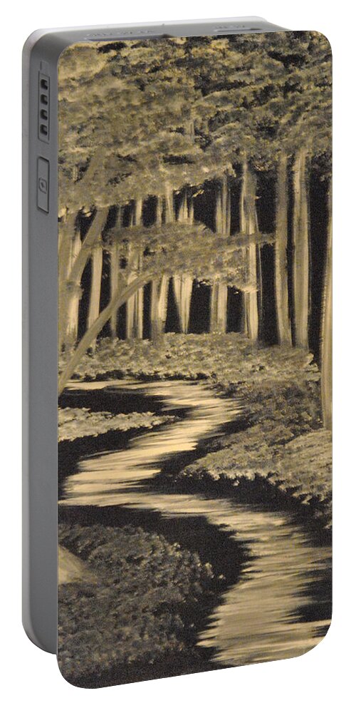 White And Black Portable Battery Charger featuring the painting Faith Leads Us by Suzanne Surber