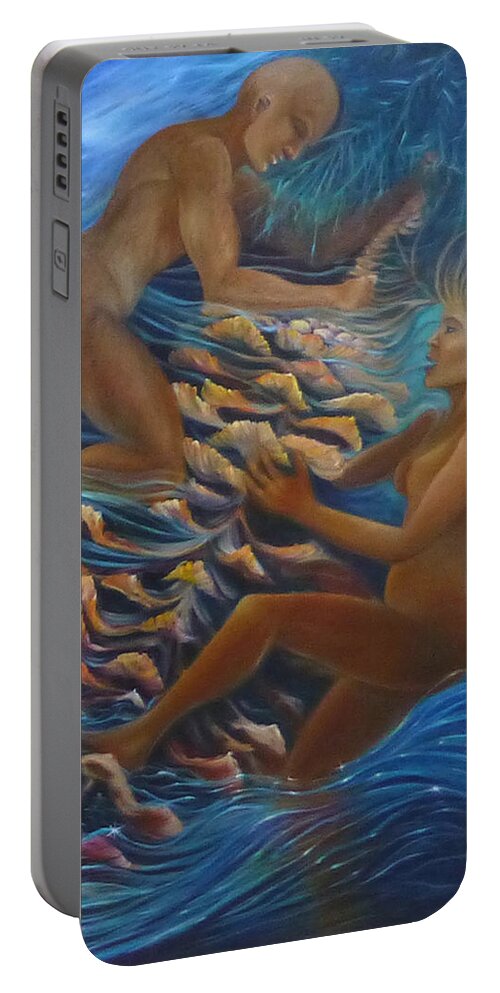 Fall Portable Battery Charger featuring the painting Fall by Claudia Goodell