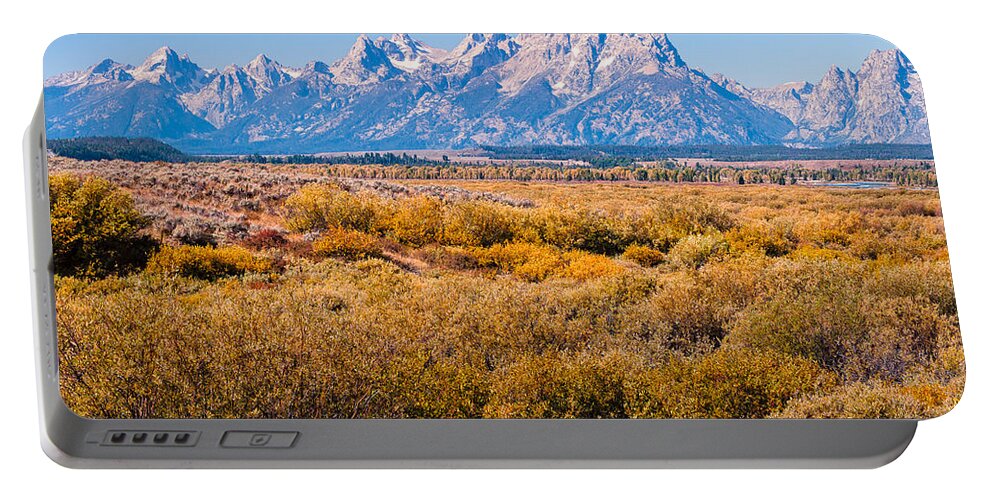 Tetons Portable Battery Charger featuring the photograph Fall Colors in the Tetons  by Lars Lentz