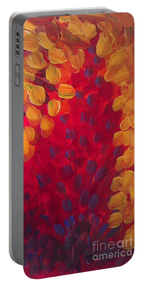 Abstract Portable Battery Charger featuring the painting Fall Flurry by Holly Carmichael
