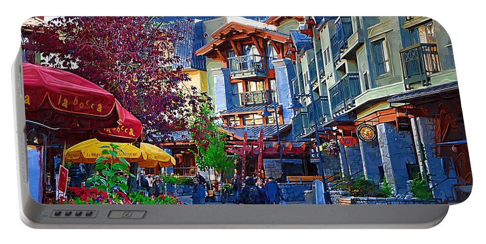 Whistler Portable Battery Charger featuring the painting Fall in Whistler by Kirt Tisdale