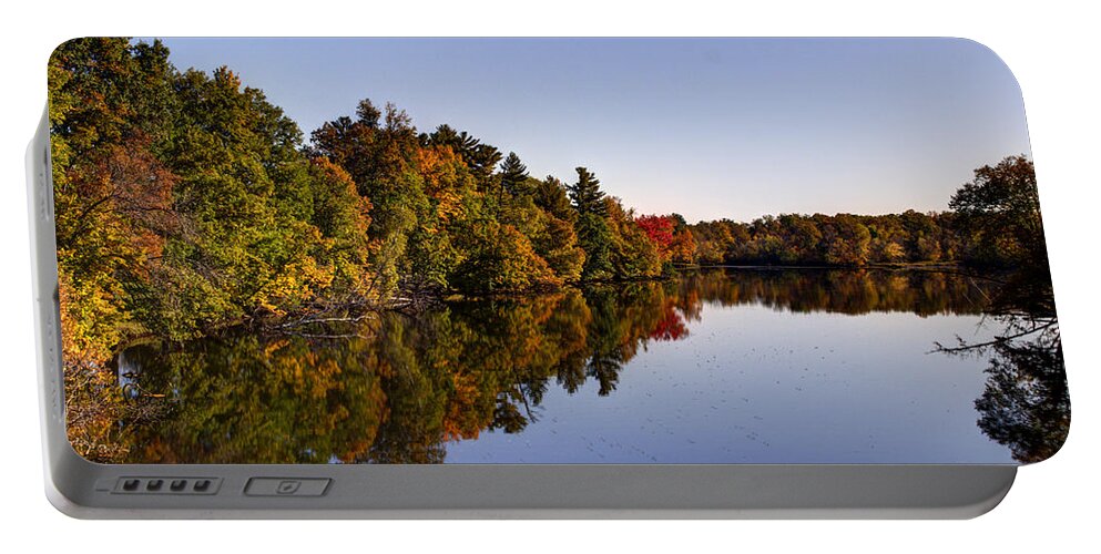 Menominee River Portable Battery Charger featuring the photograph Fall on the Menominee River by Thomas Young