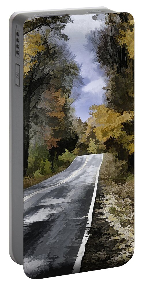 Autumn Country Road Portable Battery Charger featuring the photograph Fall Painted Country Road by Thomas Young