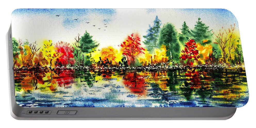 Fall Portable Battery Charger featuring the painting Fall Reflections by Irina Sztukowski