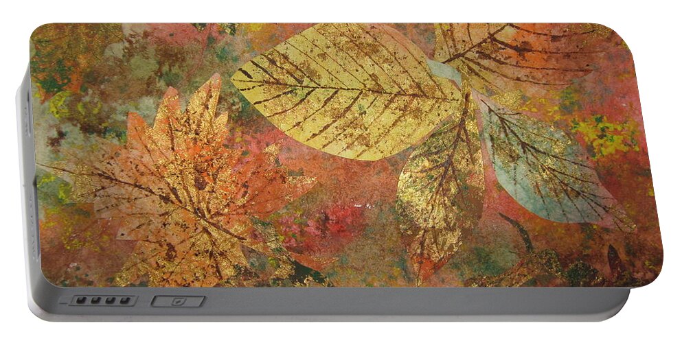Fall Portable Battery Charger featuring the painting Fallen Leaves II by Ellen Levinson