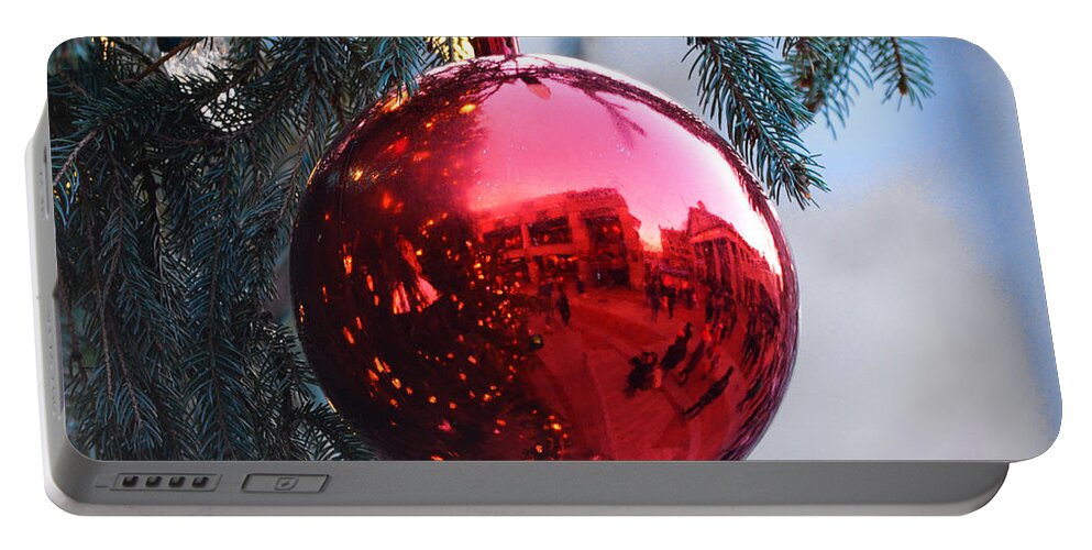 Faneuil Hall Portable Battery Charger featuring the photograph Faneuil Hall Christmas Tree Ornament by Toby McGuire