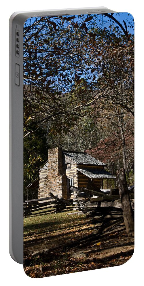Farm Portable Battery Charger featuring the photograph Farm Cabin Cades Cove Tennessee by Douglas Barnett